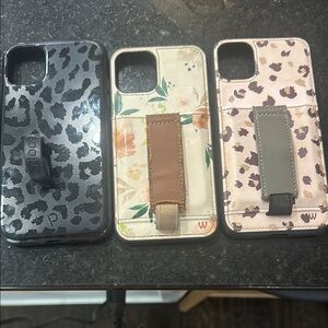 Loopy Case Black and Cream Leopard Print iPhone Cases with Kickstand and 2 Walli